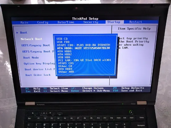 Pantalla de configuración UEFI