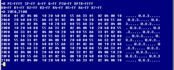 Volcado hexadecimal de código de máquina