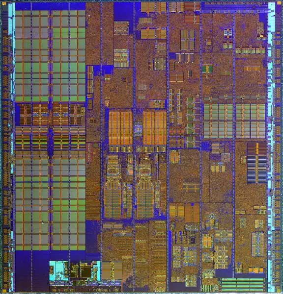Núcleo de un procesador visto al microscopio